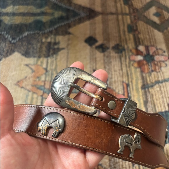 VTG LEEGIN Southwest Cowgirl Concho Animal Leather Silver Creek SZ S Concho Belt - Picture 3 of 6